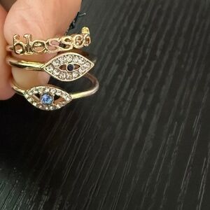 evil eye , blessed 3 pair earrings sIZE 6,7 ADJUST